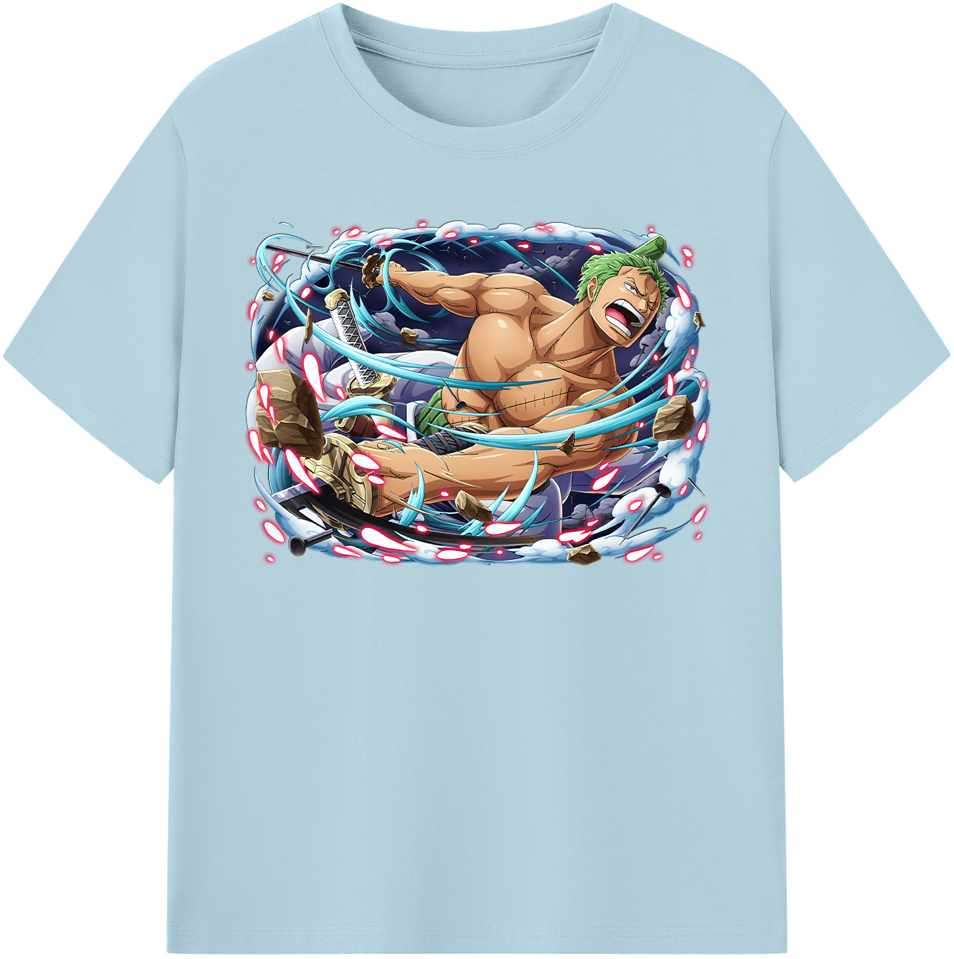 ワンピース ロロノア・ゾロ ONE PIECE Roronoa Zoro 綿100％半袖Tシャツ（フロントプリント）